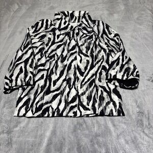 Chicos Womens 1 Animal Print Full Zip Polyester Lined Lightweight Jacket